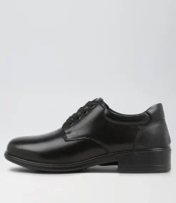 COLORADO Junior School Shoes-Maze Jnr E Lol Cf Black-Leather Lace Up Flats