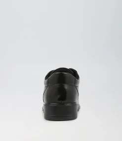 COLORADO Junior School Shoes-Maze Jnr E Lol Cf Black-Leather Lace Up Flats