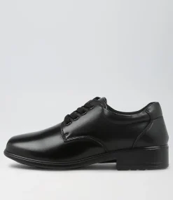 COLORADO Senior School Shoes-Maze Senior E Black Leather Lace Up Shoes