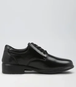 COLORADO Senior School Shoes-Maze Senior E Black Leather Lace Up Shoes