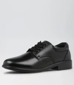 COLORADO Senior School Shoes-Maze Senior E Black Leather Lace Up Shoes