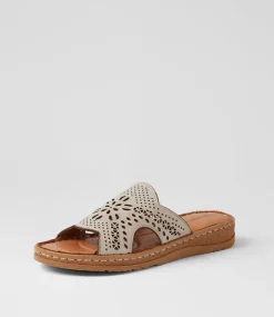 Women COLORADO Comfort|Slides-Melbas Silver Grey Leather Slides