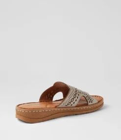 Women COLORADO Comfort|Slides-Melbas Silver Grey Leather Slides