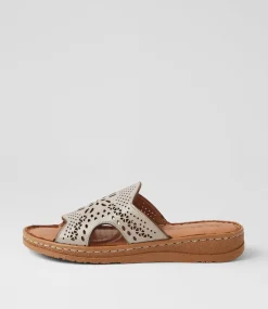 Women COLORADO Comfort|Slides-Melbas Silver Grey Leather Slides