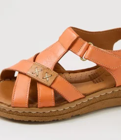 Women COLORADO Comfort|Flats-Melody Orange Leather Sandals