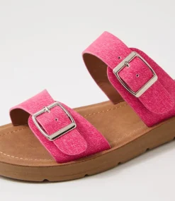 Women I LOVE BILLY Slides|Flats-Melton Pink Denim Slides