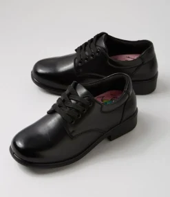 COLORADO Junior School Shoes-Memo Junior E Black Leather Heels