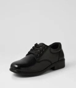 COLORADO Junior School Shoes-Memo Junior E Black Leather Heels