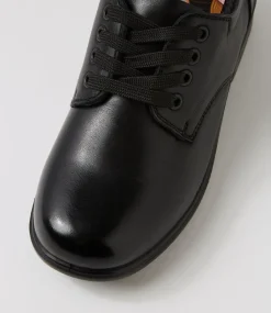 COLORADO Junior School Shoes-Memo Junior E Black Leather Heels