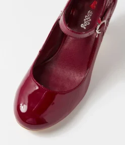 Women I LOVE BILLY Mary Janes|Heels-Mendy Wine Patent Pu Mary Jane Heels