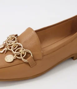 Women TOP END Flats-Mennat Dark Tan Leather Flat Shoes