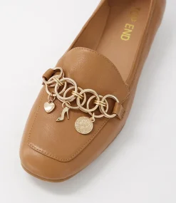 Women TOP END Flats-Mennat Dark Tan Leather Flat Shoes