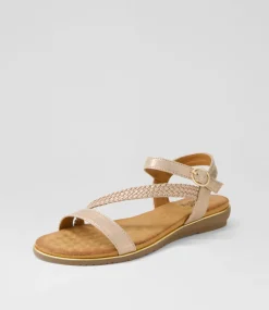 Women I LOVE BILLY Flats|Sandals-Merleo Rose Gold Multi Sandals