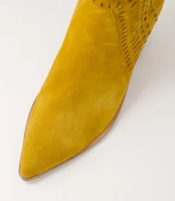 Women TOP END Boots-Merritts Mustard Suede Ankle Boots