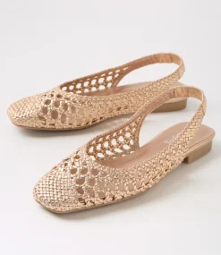 Women I LOVE BILLY Flats-Merson Rose Gold Weave Flat Shoes
