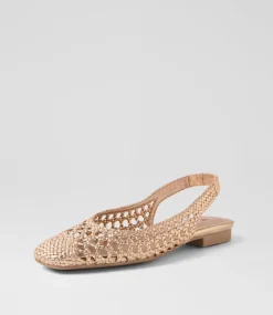 Women I LOVE BILLY Flats-Merson Rose Gold Weave Flat Shoes
