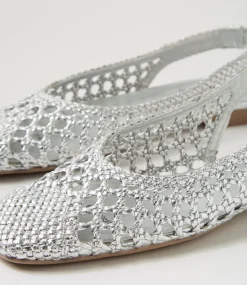 Women I LOVE BILLY Flats-Merson Silver Weave Flat Shoes