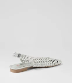 Women I LOVE BILLY Flats-Merson Silver Weave Flat Shoes