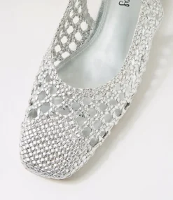 Women I LOVE BILLY Flats-Merson Silver Weave Flat Shoes