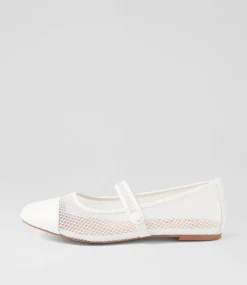 Women I LOVE BILLY Flats-Meshette White Mesh Flat Shoes