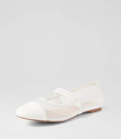 Women I LOVE BILLY Flats-Meshette White Mesh Flat Shoes