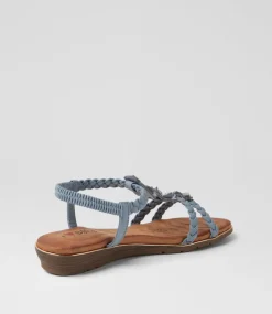 Women I LOVE BILLY Flats|Sandals-Meten Mid Blue Sandals
