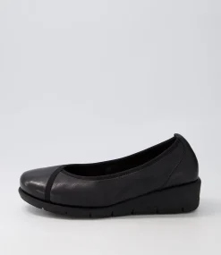 Women SUPERSOFT Comfort|Wedges-Mexxi Black Leather Wedges