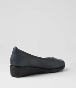 Women SUPERSOFT Comfort|Wedges-Mexxi Navy Leather Wedges