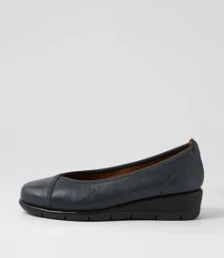 Women SUPERSOFT Comfort|Wedges-Mexxi Navy Leather Wedges