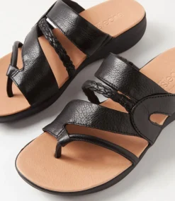 Women SUPERSOFT Comfort|Slides-Mia2 Black Leather Slides