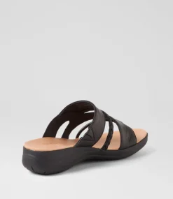 Women SUPERSOFT Comfort|Slides-Mia2 Black Leather Slides