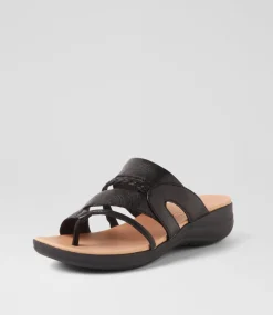 Women SUPERSOFT Comfort|Slides-Mia2 Black Leather Slides