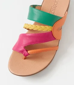 Women SUPERSOFT Comfort|Slides-Mia2 Bright Multi Leather Slides