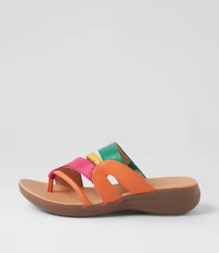 Women SUPERSOFT Comfort|Slides-Mia2 Bright Multi Leather Slides