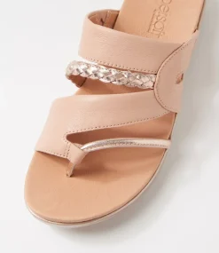 Women SUPERSOFT Comfort|Slides-Mia2 Dark Nude Rose Gold Leather Slides
