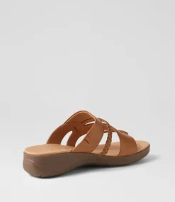 Women SUPERSOFT Comfort|Sandals-Mia2 Dark Tan Gum Leather Slides