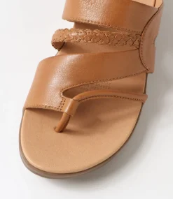Women SUPERSOFT Comfort|Sandals-Mia2 Dark Tan Gum Leather Slides