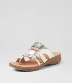 Women SUPERSOFT Comfort|Slides-Mia2 Metallic Multi Leather Slides