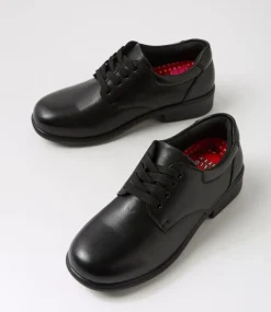 COLORADO Junior School Shoes-Micah Junior E Hello Kitty Black Leather Lace Up Shoes