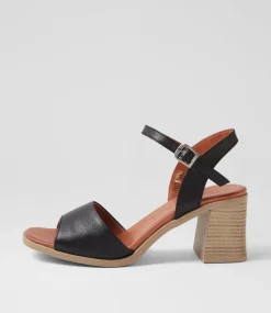 Women DIANA FERRARI Heels|Sandals-Micente Black Leather Sandals