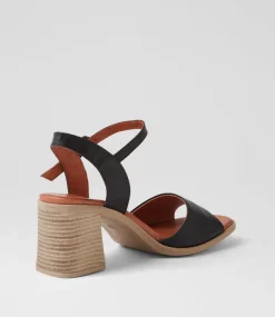 Women DIANA FERRARI Heels|Sandals-Micente Black Leather Sandals