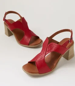 Women DIANA FERRARI Heels|Sandals-Midan Dark Red Leather Sandals