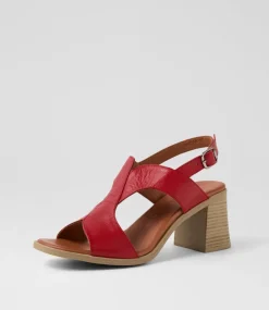 Women DIANA FERRARI Heels|Sandals-Midan Dark Red Leather Sandals