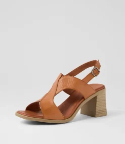 Women DIANA FERRARI Heels|Sandals-Midan Tan Leather Sandals