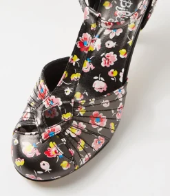 Women I LOVE BILLY Heels-Mildan Black Floral Heels
