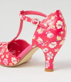 Women I LOVE BILLY Heels-Mildan Fuchsia Floral Heels