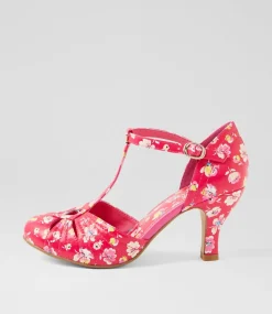 Women I LOVE BILLY Heels-Mildan Fuchsia Floral Heels