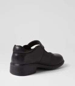 LYNX Junior School Shoes-Milla Junior E Buckle Black Leather Shoes