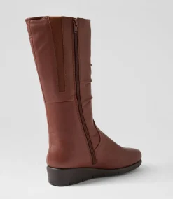 Women SUPERSOFT Boots|Comfort-Millan Cognac Leather Calf Boots