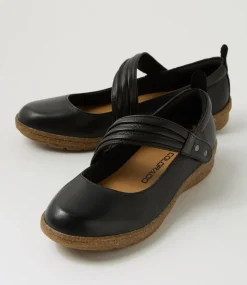 Women COLORADO Comfort|Mary Janes-Milly Black Leather Flat Shoes